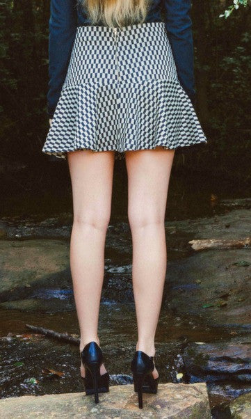Women's Checker Vegan Leather Flare skirt - Shop Clothes For Women and Kids | Ennyluap